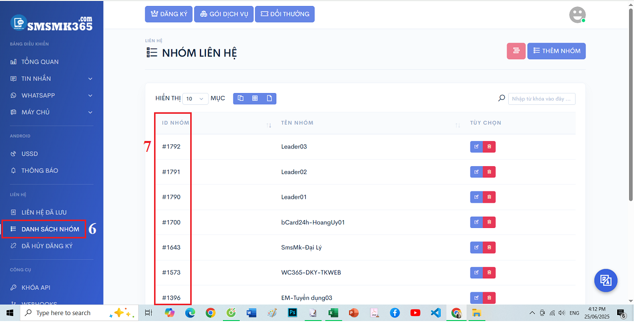 Cách lấy ID của Nhóm Khách Hàng