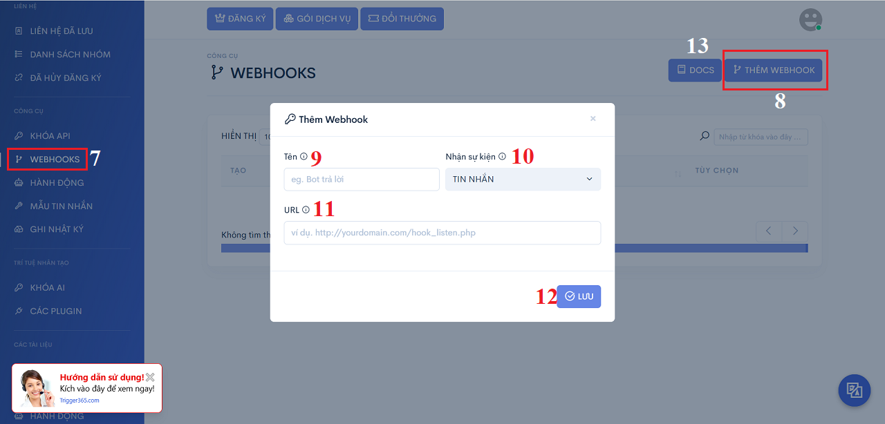 Cách tạo WebHook từ SmsMk365.Com