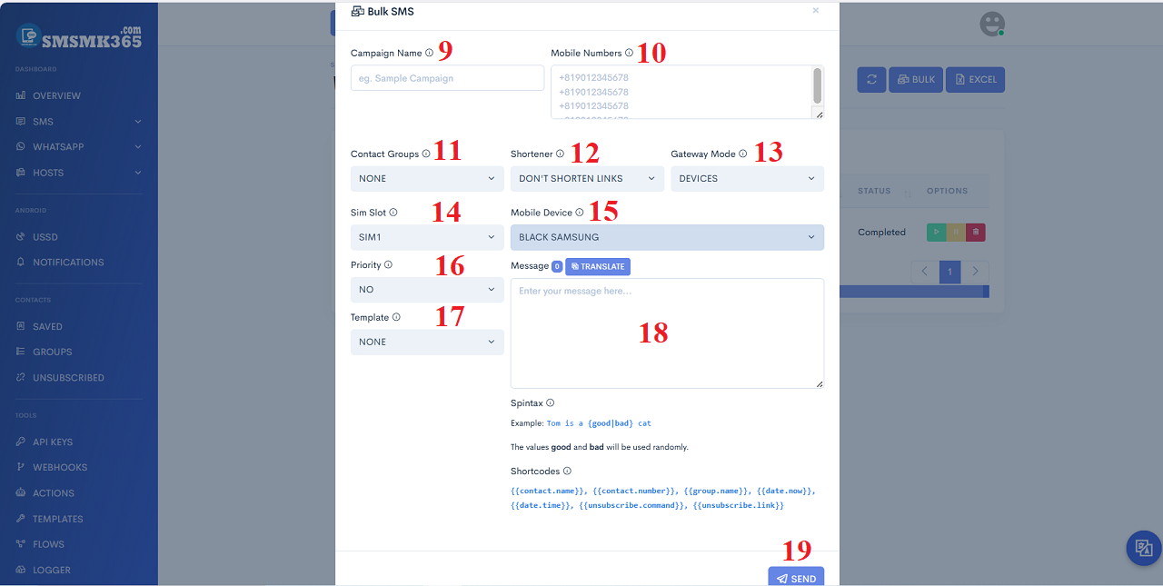 Create a sms marketing campaign from your customer's groups