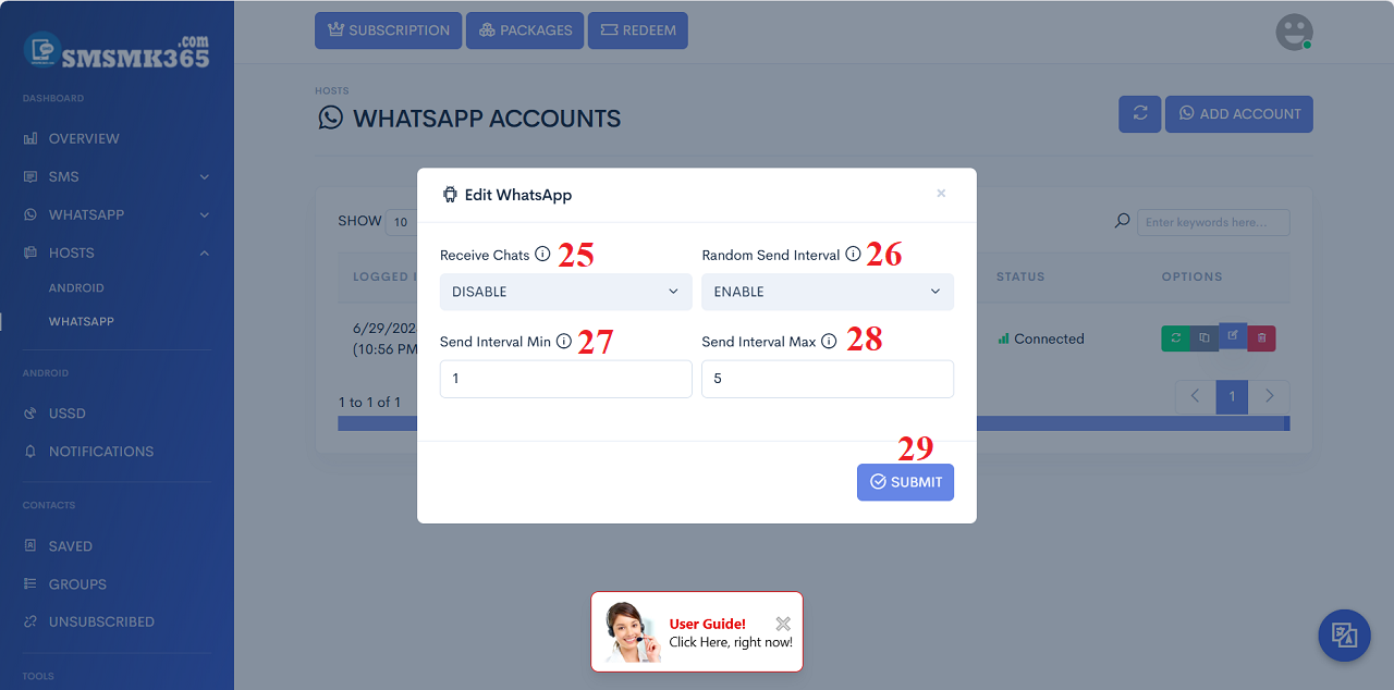Edit your WhatsApp host