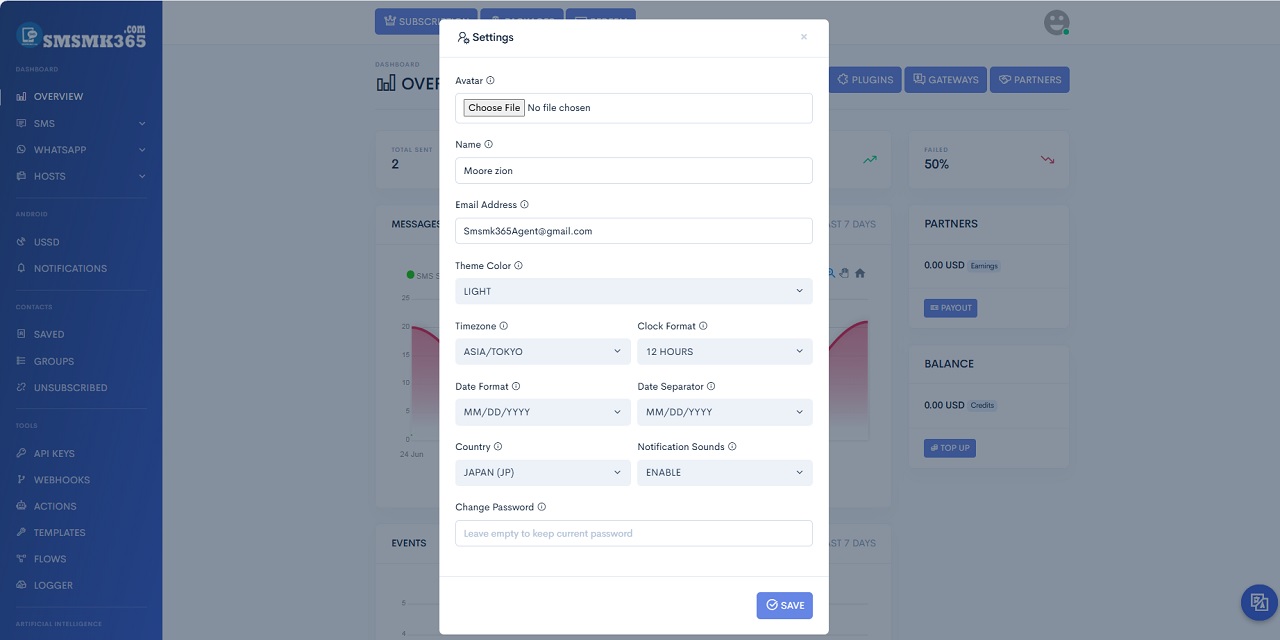 Steps to change your account's information - Step 2