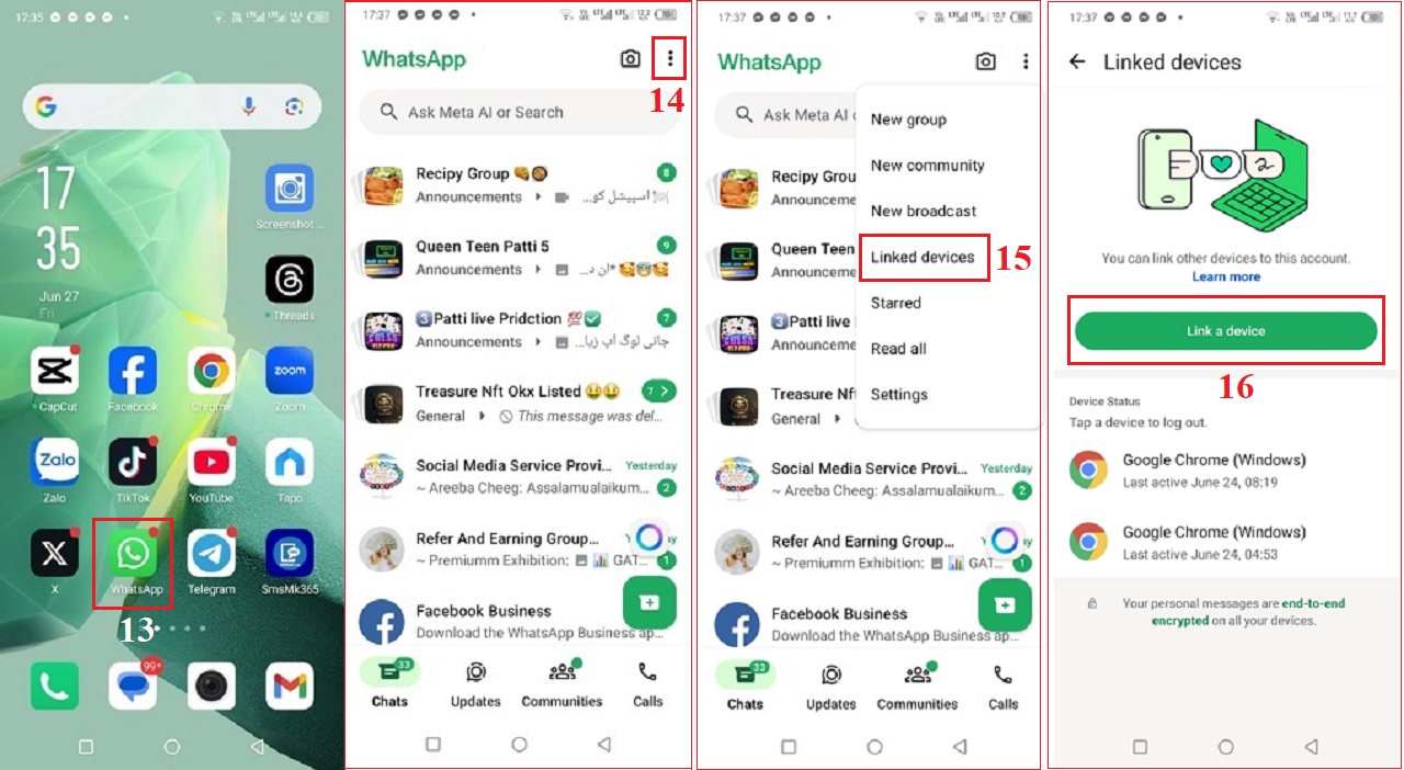 Mở ứng dụng WhatsApp từ điện thoại và thao tác
