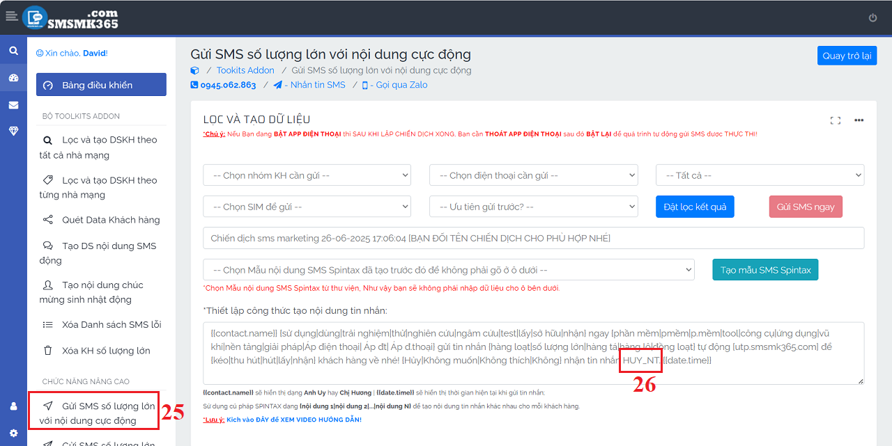 Xử lý không gửi sms cho các khách hàng không muốn nhận sms từ bộ Toolkits