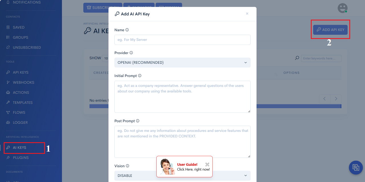 Automatic customer care via SMS channel and WhatsApp channel with AI