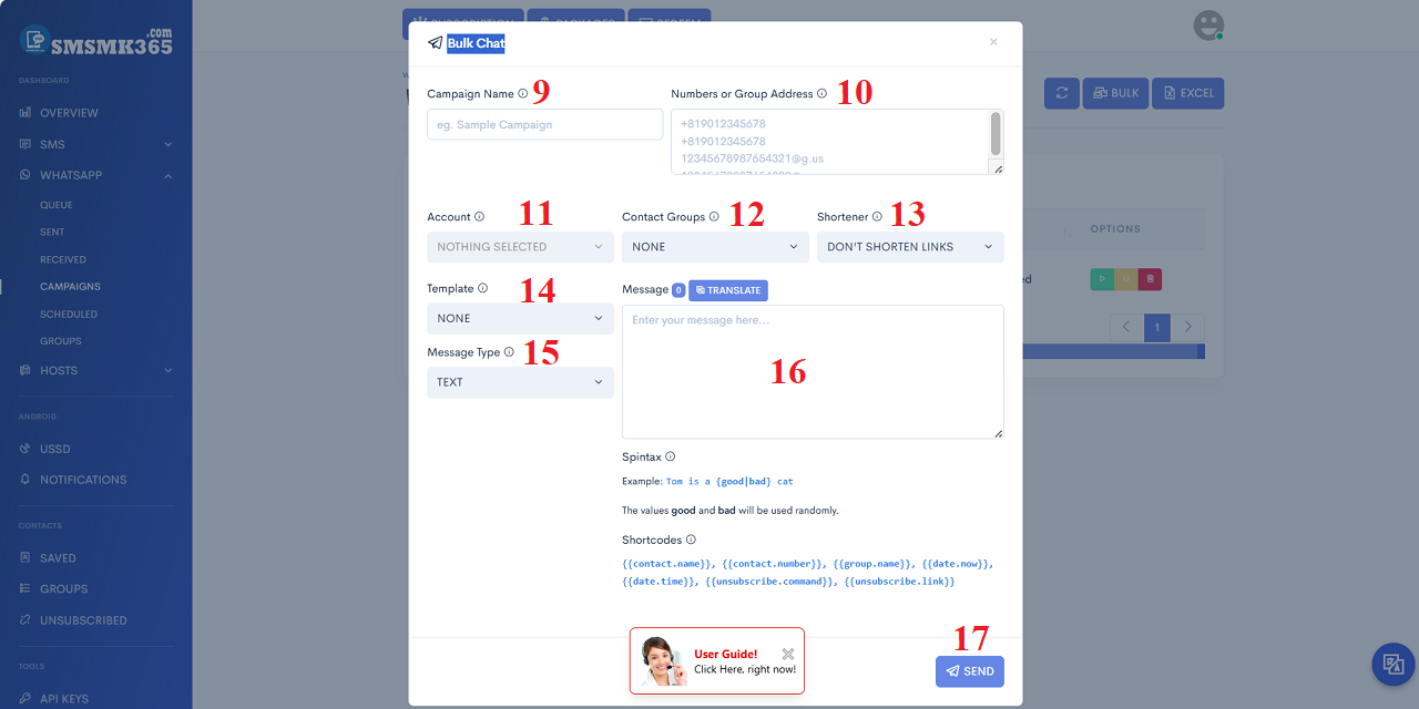 Create a WhatsApp Marketing Campaign to send bulk WhatsApp Messages
