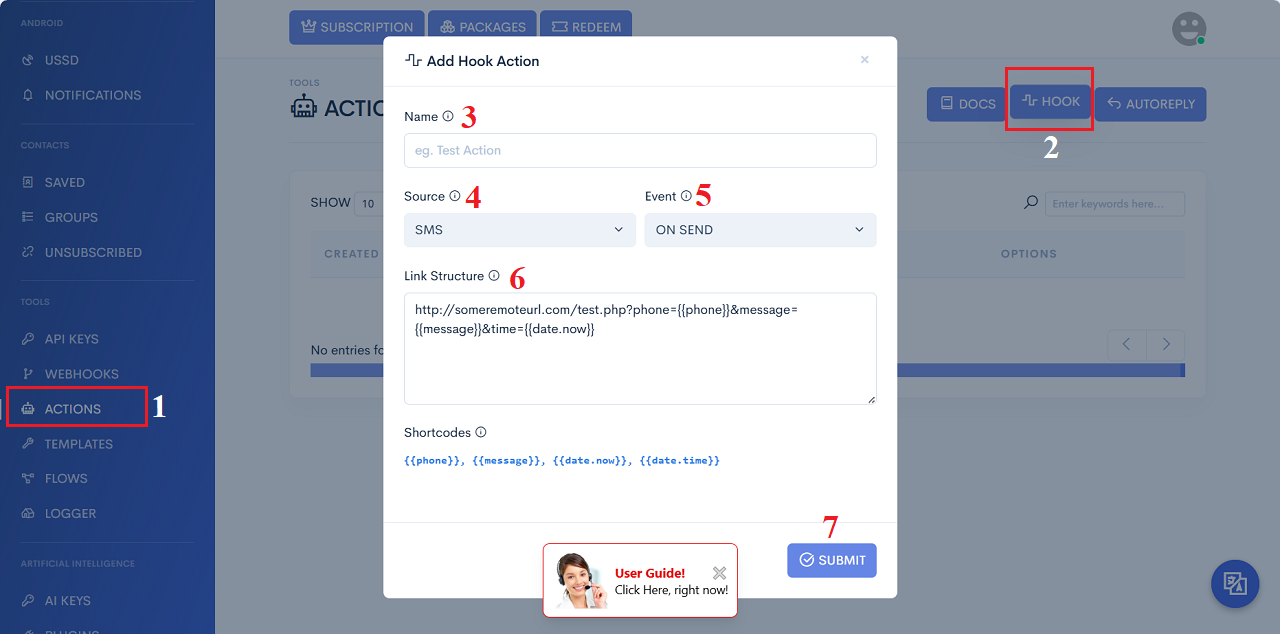 Create a hook action