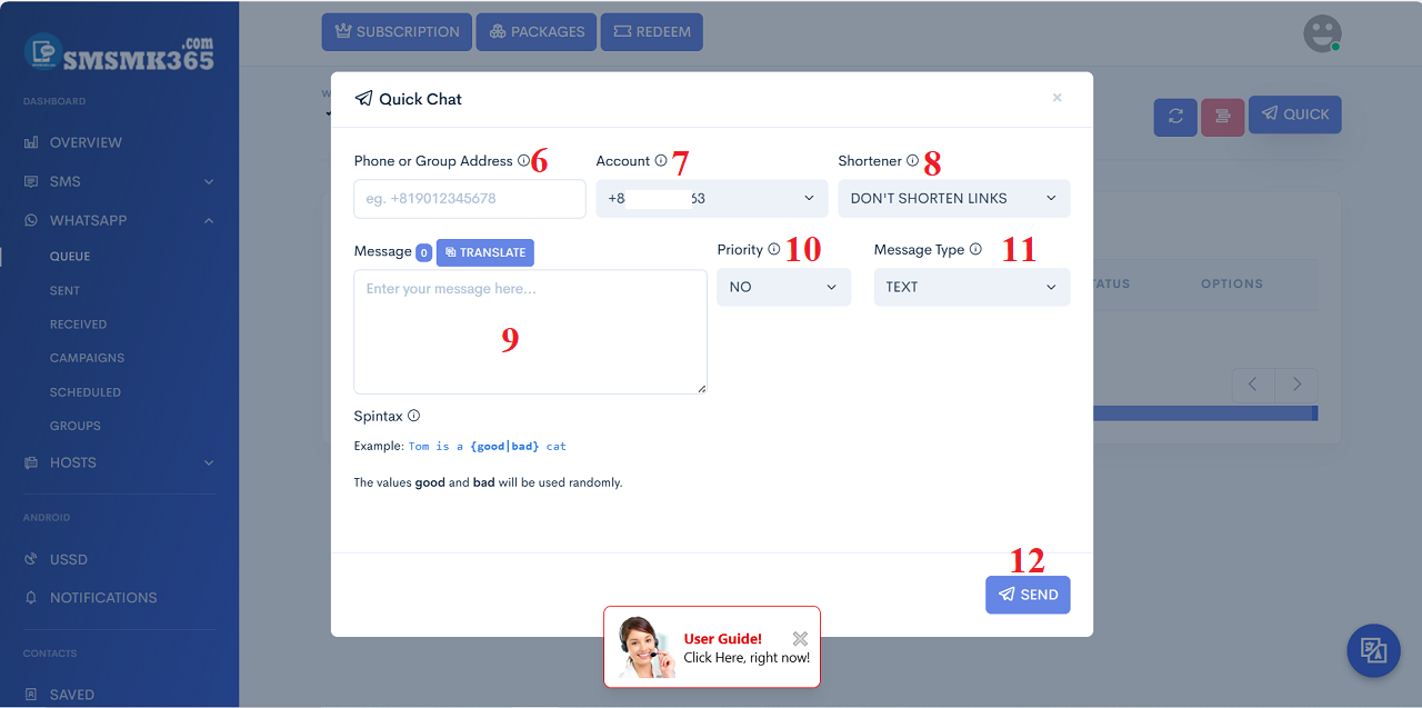 Send quick WhatsApp Message